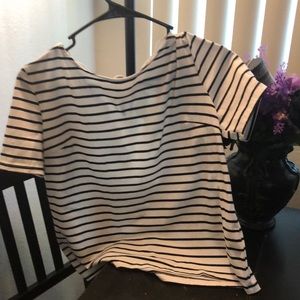 Striped tee with lace tie worn once
